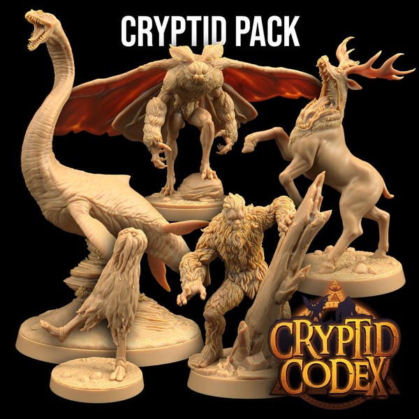 Cryptids Pack Nessie Sasquatch Mothman Not Deer | The Dragon Trappers Lodge | 32mm Scale| Miniature RPG Mini DnD Dungeons Dragons Wargaming