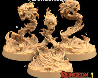 Calavera Llameante Dungeon Classic Flameskull / La Logia de los Tramperos de Dragones / Escala de 32 mm / Miniatura TTRPG Mini DnD Dungeons Dragons Wargame