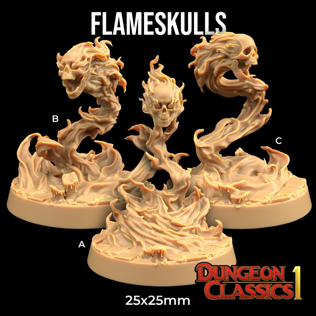Flaming Skull Dungeon Classic Flameskull | The Dragon Trappers Lodge | 32mm Scale | Miniature TTRPG Mini DnD Dungeons Dragons Wargame