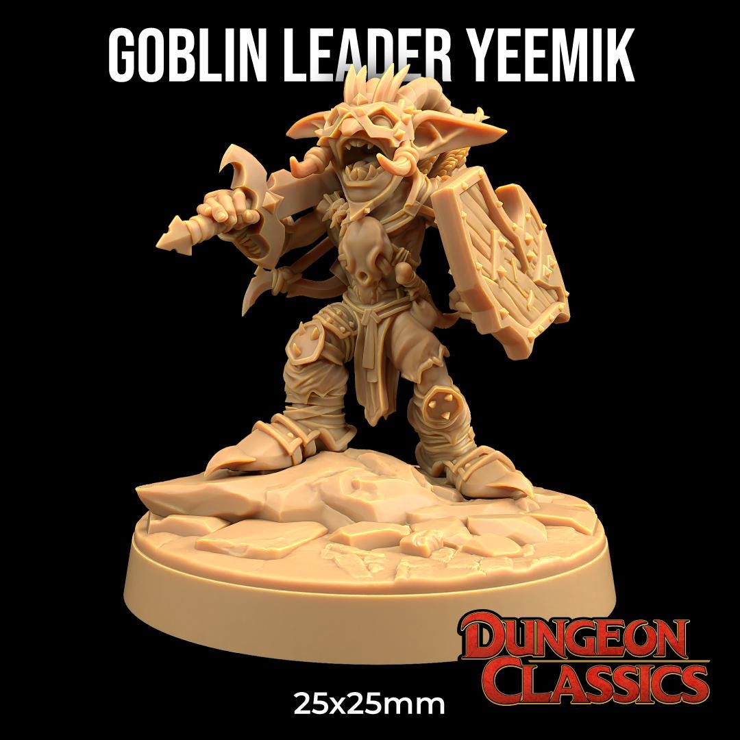 Goblin Leader Yeemik Dungeon Classics | The Dragon Trappers Lodge | 32mm Scale | Miniature TTRPG Mini DnD Dungeons Dragons Wargame