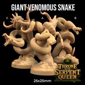 Giant Venomous Snake Throne of the Serpent Queen | The Dragon Trappers Lodge 32mm Scale Miniature RPG Mini DnD Dungeons Dragons Wargaming