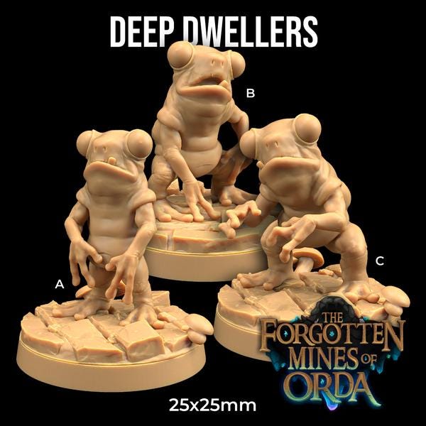 Deep Dwellers DnD Mini Forgotten Mines of Orda Dragon Trappers Lodge | 32mm Scale Miniature TTRPG Mini DnD Dungeons Dragons Wargaming