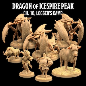 Logger&#39;s Camp Dragon of Icespire Peak DnD Miniatures | The Dragon Trappers Lodge | 32mm Scale | RPG Tabletop Mini DnD Dungeons and Dragons