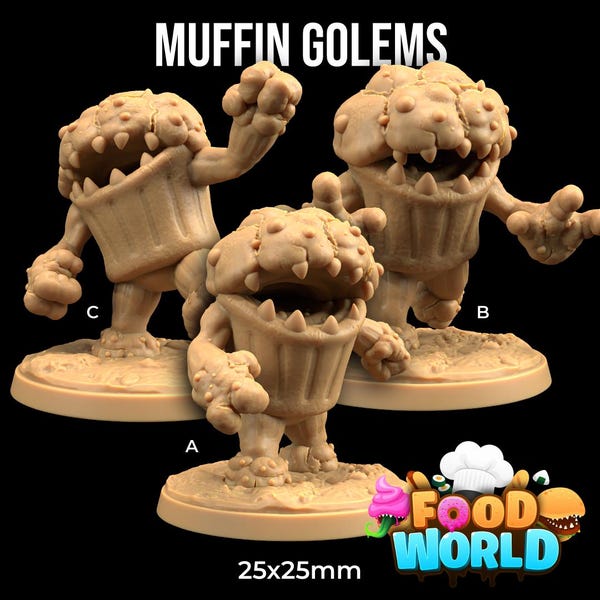 Muffin Golem DnD Mini Cupcake Food World Dungeons and Dragons Miniature RPG Dragon Trappers Lodge 32mm Scale Gift for DM Gift for Wargaming