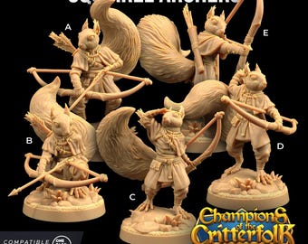 Eichhörnchen Bogenschütze Waldläufer Chipmunk Cute Critter| Die Drachenfallen-Lodge | 32 mm Skala | Miniatur TTRPG Mini DnD Dungeons and Dragons Kriegsspiel