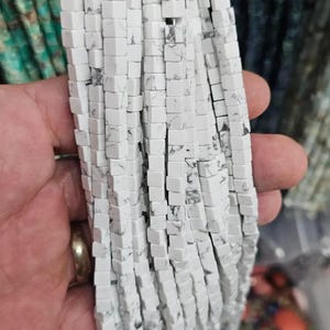 4 mm Cube Cut Howlite Natural Stone Strand