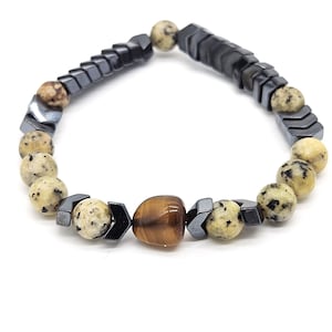 Men&#39;s Beaded Bracelet,Tigers Eye,Quartz,Hematite Natural Stone Bracelet 6mm,Gemstone Bracelet for Men,Stacking Bracelet,Gift for Him