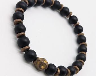 Braccialetto di perline da uomo, onice, bracciale in pietra naturale ematite da 8 mm, bracciale con pietre preziose per uomo, bracciale impilabile, regalo per lui - Italia