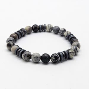 Bracelet pour homme en perles, jaspe, bracelet en pierres naturelles hématite 8 mm, bracelet en pierres précieuses pour homme, superposition de bracelets, cadeau pour lui