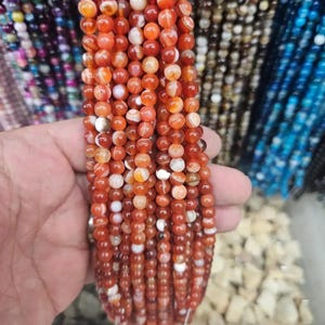 6 mm Orange Agate Natural Stone Strand