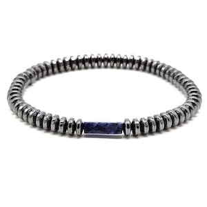 Men&#39;s Beaded Bracelet,Agate,Hematite Natural Stone Bracelet 6mm,Gemstone Bracelet for Men,Stacking Bracelet,Gift for Him