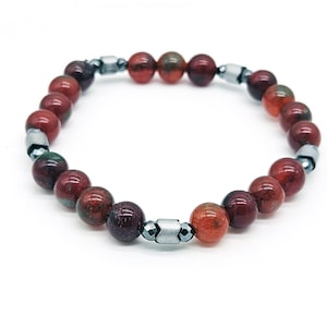 Men&#39;s Beaded Bracelet,Agate,Hematite Natural Stone Bracelet 8mm,Gemstone Bracelet for Men,Stacking Bracelet,Gift for Him