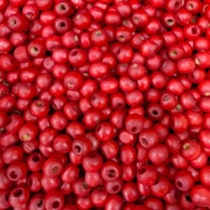 8mm Poppy Red Round, Top Wooden Bead