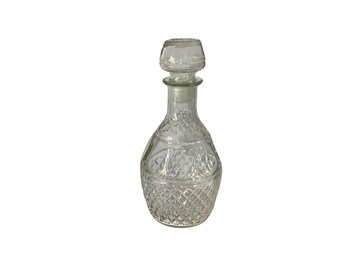 Vintage Crown Royal Crystal Whiskey Decanter: Etched Crown & Grapes