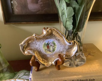 Trinket Dish Osborne China 22k Gold Hand-painted Vintage Signed