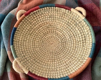 Handwoven Basket Seagrass Vintage Rustic BOHO Home Accents Wall Decor Fruit Bowl Display Centerpiece Housewarming Gift for Her Birthday