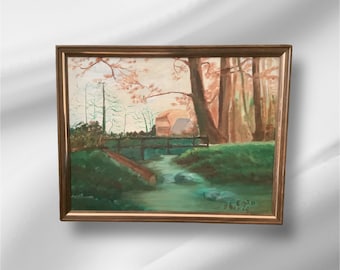 Vintage "Summer In Indiana" Oil Painting by Edith Shurig, Framed
