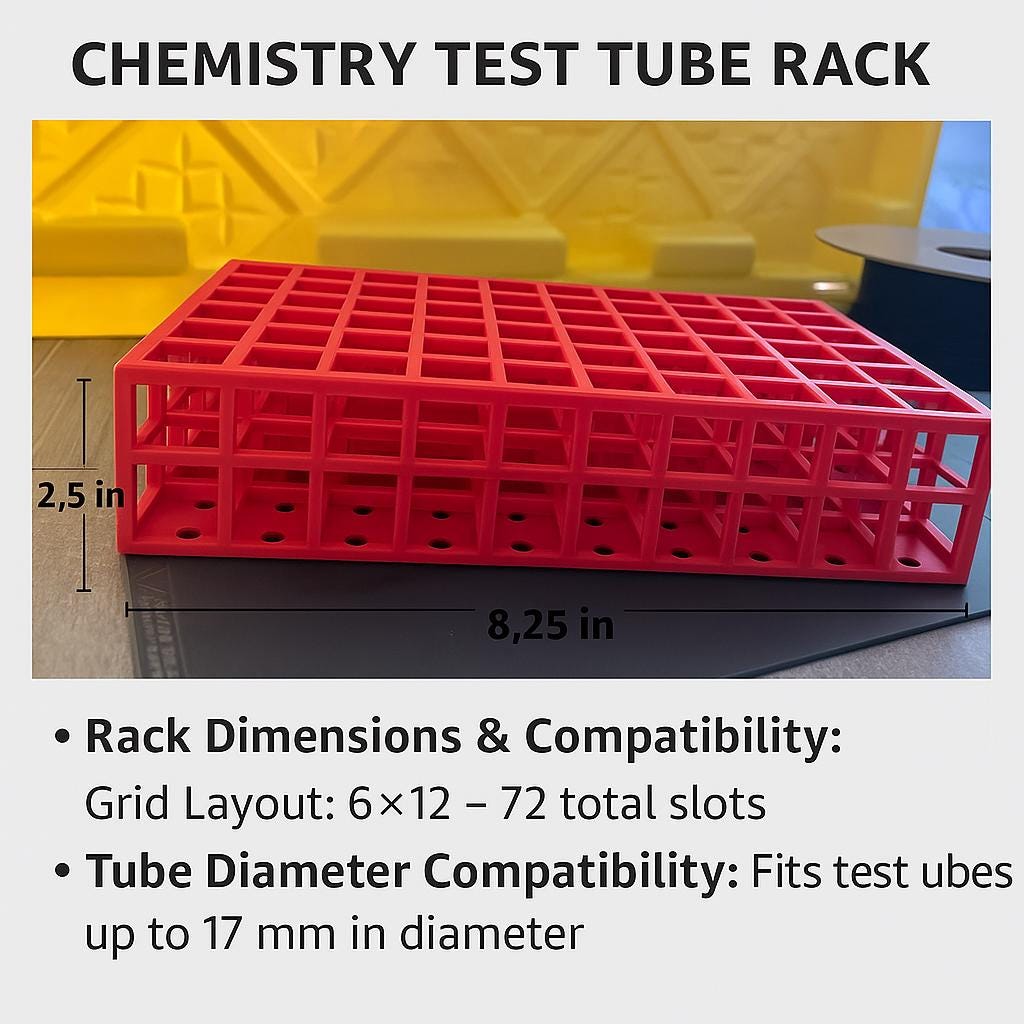 3D Printed Test Tube Rack: Science Lab Organizer, Holds 72 Tubes - Etsy