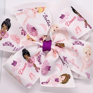 Ballerina Dancer Ballet Girls in Tutus Single Hairbow Hair Bow Clip Girls Toddler Baby Accessories Bow B13
