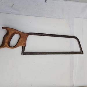Vintage Butcher Meat Saw 11 TPI Teeth Per Inch Metal Frame Wooden Handle 14"