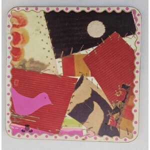 MacKenzie-Childs Set of 4 Collage Patchwork Cork Back Coasters Pink Polka Dot image 8