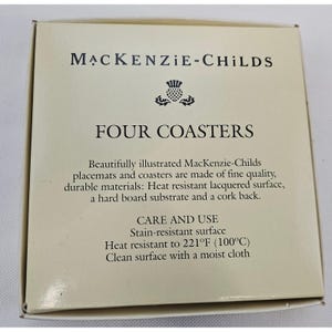 MacKenzie-Childs Set of 4 Collage Patchwork Cork Back Coasters Pink Polka Dot image 2