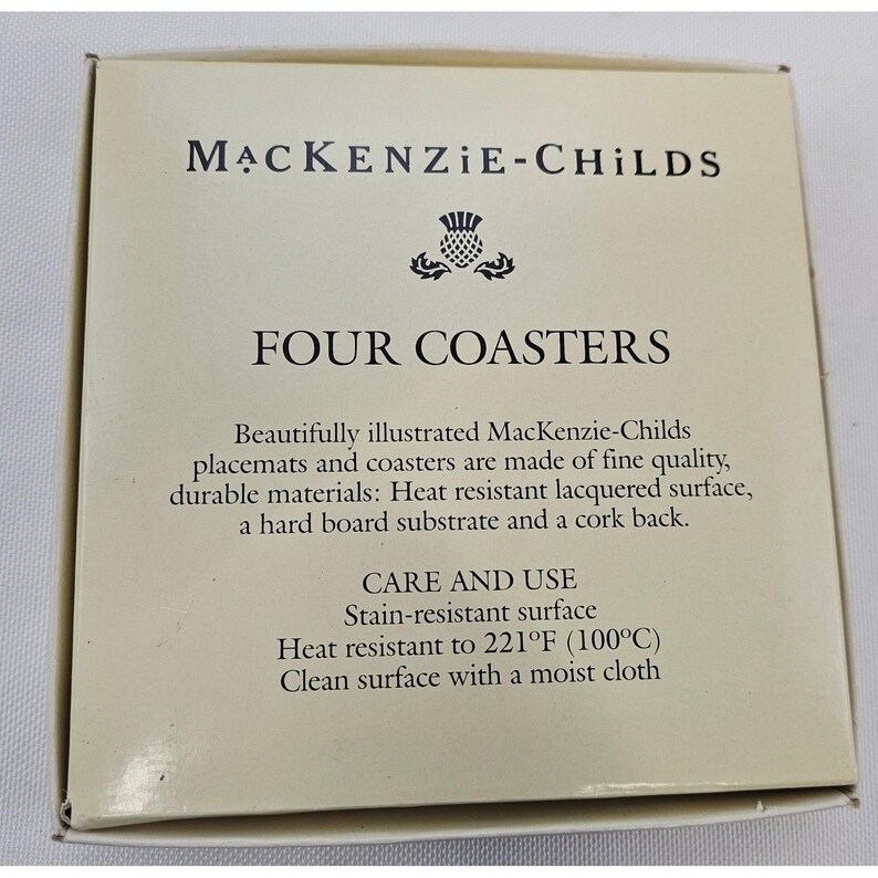 MacKenzie-Childs Set of 4 Collage Patchwork Cork Back Coasters Pink Polka Dot image 2