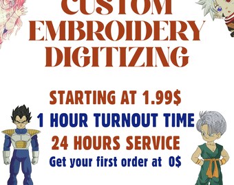 Custom Anime Embroidery, Custom Embroidery, Logo Digitizing, Weihnachten Custom Embroidery, Embroidery, Anime Digitizing, PES File, EMB File