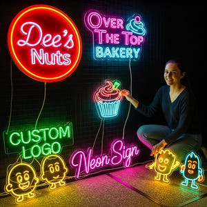 Custom Neon Business Logo Sign: Branding Lighting, salon wall decor, light up name sign