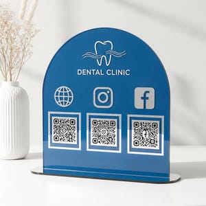 Customizable Multi QR Code Acrylic Business Sign: Social Media, Payment