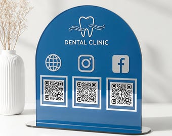 Customizable Multi QR Code Acrylic Business Sign: Social Media, Payment