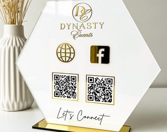 Custom Acrylic QR Code Business Sign: Social Media, Payment, Logo