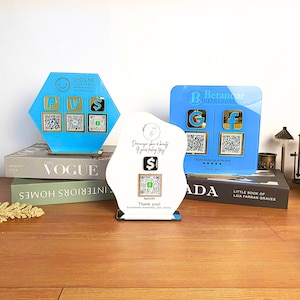 Customizable Multi QR Code Acrylic Sign: Salon, Social Media, Payment