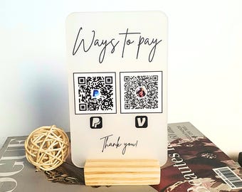 Custom Acrylic QR Code Business Sign: Social Media & Payment