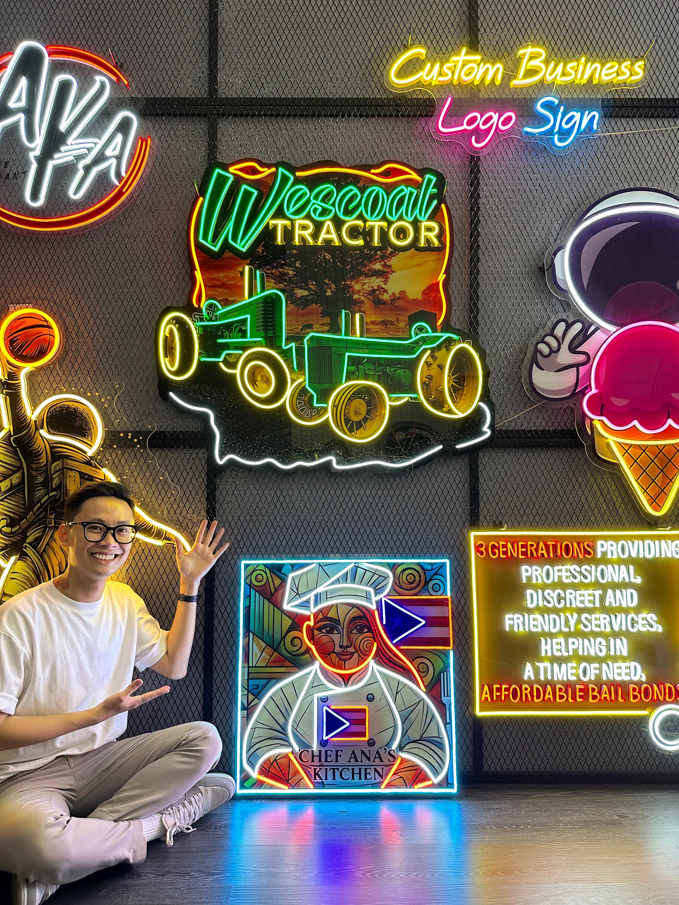 Custom Business Logo LED Neon Sign: UV Printing on Acrylic