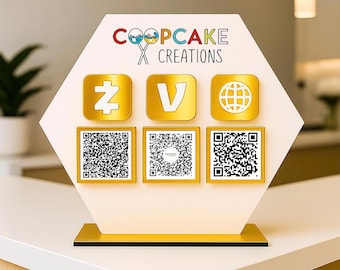 Custom Acrylic QR Code Sign: Business Social Media, Payment Options