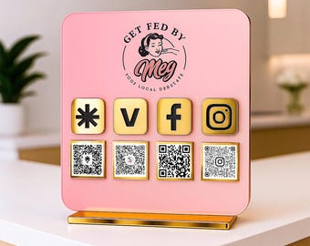 Custom Acrylic Multi QR Code Sign: Business & Salon Payment