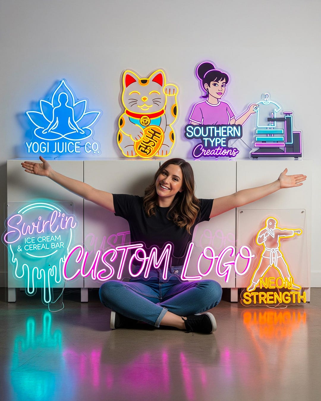 Custom Neon Sign Logo, UV Printing Acrylic Sign, Wall Decor - Etsy