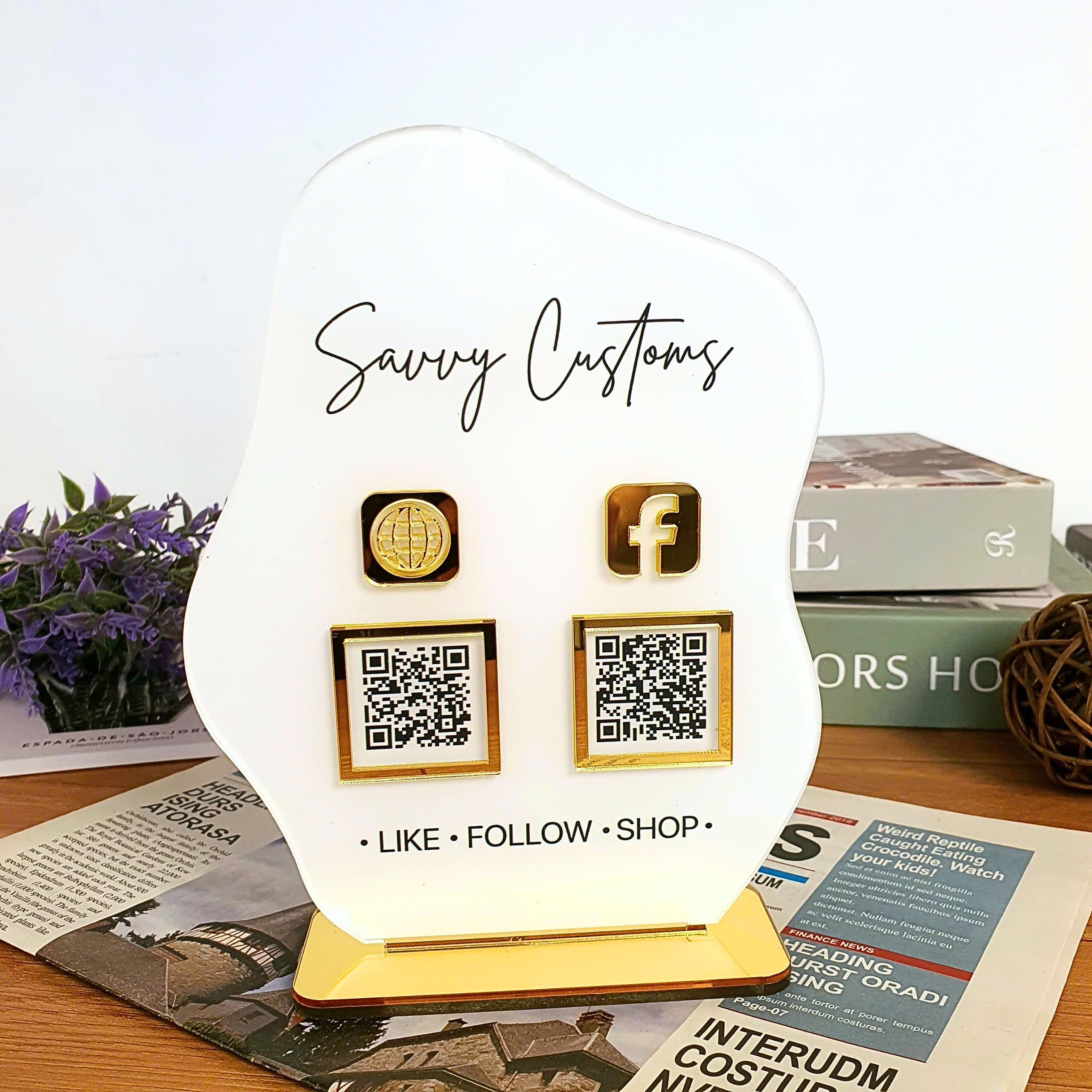 Custom Acrylic QR Code Business Sign: Social Media & Payment