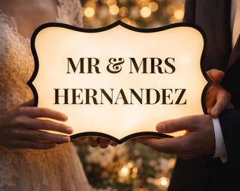Letrero de marquesina para boda personalizado: Decoración con luz LED personalizada