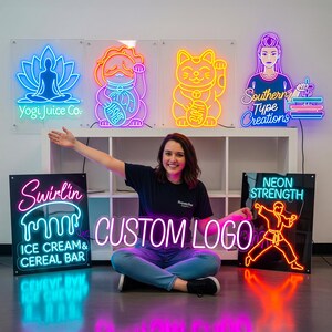 Neonreclame Logo Bedrijfsuithangbord, wanddecoratie, restaurantdecor