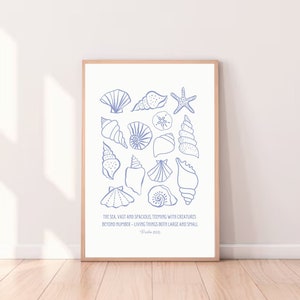 Beachy Aesthetic Christian Wall Art Print Blue Home Decor, Religious ...