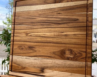 Handmade Teak Cutting Board – Artisan Wood Chopping Block with Juice Groove
