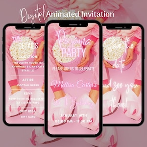 Digital Pajama Party Invitation ,Animated PJ Party Invite, Pink Sleepover Video Invite, Adult Pj Party Invitation Template, Girls Night