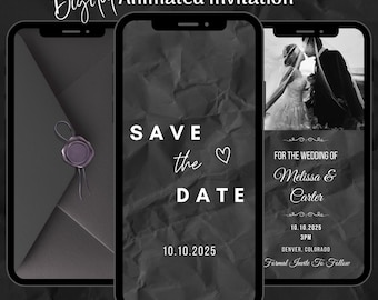 Animated Wedding Save The Date Video Invitation, Editable Minimalist Marriage Announcement Evite (Digital Download)