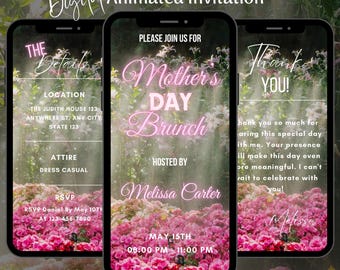 Digital Mother’s Day Brunch Invitation, Editable Animated Mothers Day Video Invite