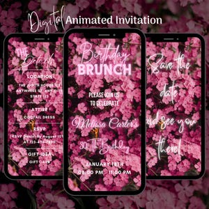 Digital Floral Brunch Party Invitation, Editable Birthday Brunch Video Invite, Birthday Brunch Animated Invite, Brunch Invitation Template