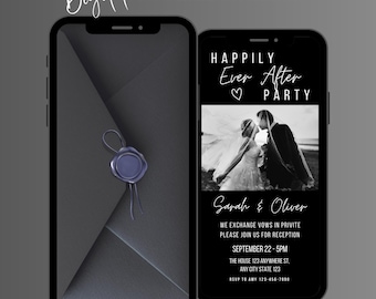 Happily Ever After Party Invitation: Editable Animated Wedding Reception Invitation, Reception Party Invitation Template(Digital Download)