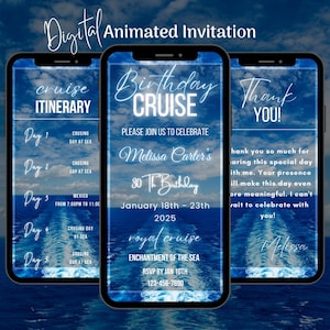 Digital Birthday Cruise Invitation, Editable Birthday Cruise Party Video Invitation Template, Birthday Cruise Trip Animated Invitation