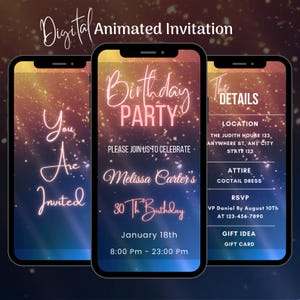 Digital Birthday Party Invitation, Editable Birthday Party Animated Video Invitation, Birthday Mobile Invitation Template, Birthday Party